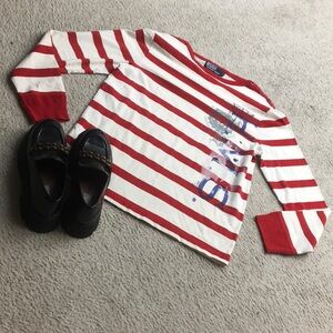 PRL/ RED & WHITE STRIPEwSIDE GRAPHICS & SHOULDER BUTTONS/ NEW